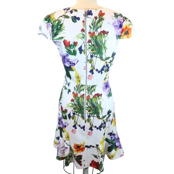 ALICE + OLIVIA Kirby Wildflower Flounce Ruffle Hem Sheath Dress Size 8 Fits 4/6 - Picture 3 of 7